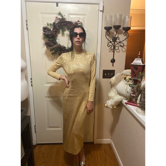 Vintage ST. JOHN- midi Metallic Dress!! - Picture 6 of 12